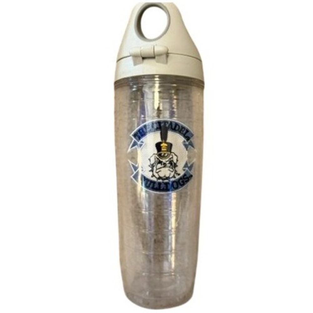 Tervis The Citadel Bulldogs Insulated Water Bottle 24oz Clear Gray Flip Lid